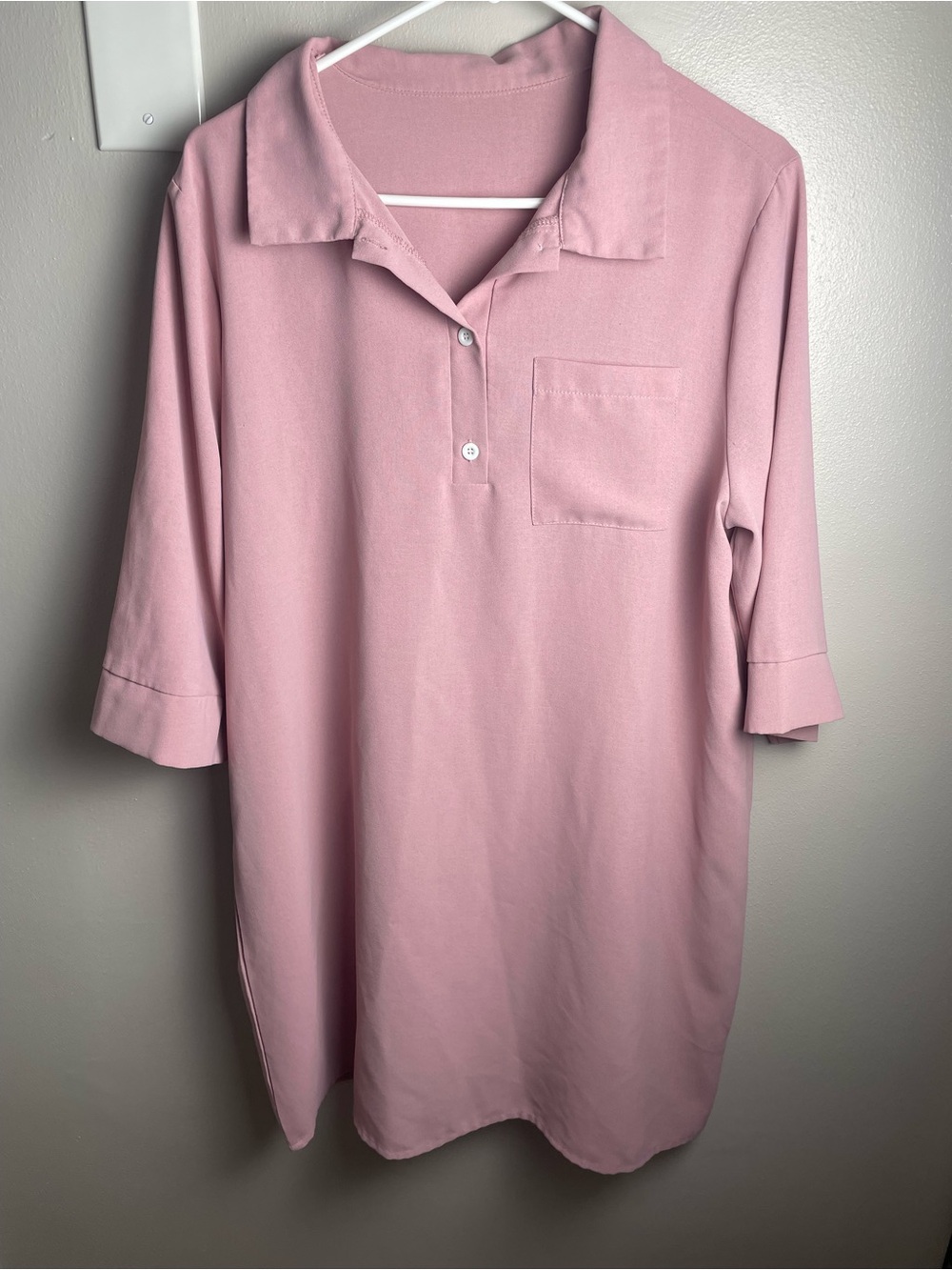 SHEIN Dusty Pink Short Sleeve Polo Shirt Dress XL
